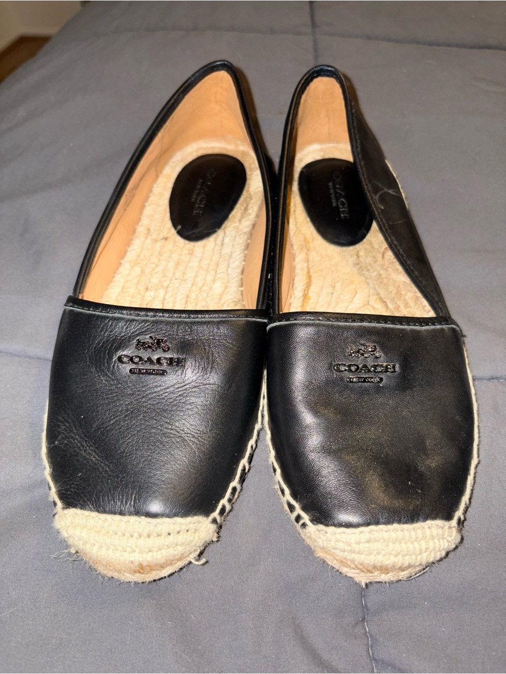 Coach Black Rhodes’s Leather Espadrille Flats